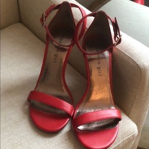 Red Madden Girl Ankle Strap Heels